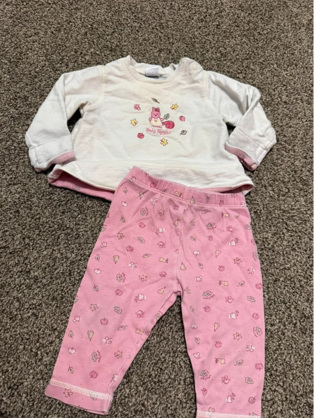 Vintage Baby OshKosh B’gosh Girls 6-9M Pink Floral Top Pants 2 Piece Set